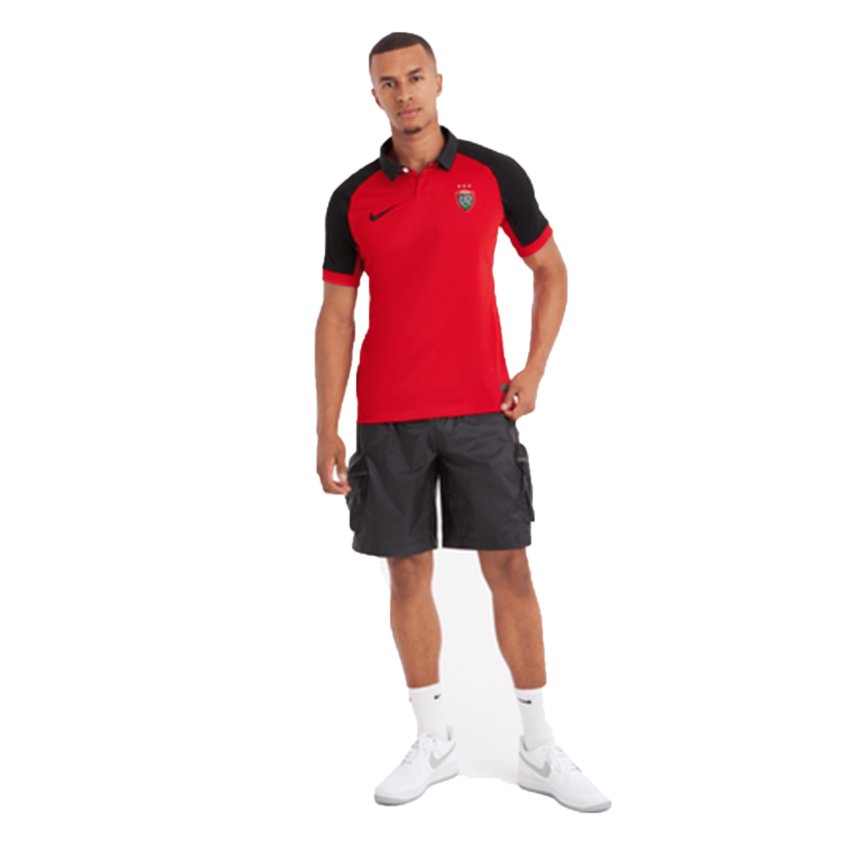Nike RC Toulon Home Rugby Jersey 23/24 by Nike in red and black.