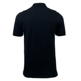 Back view of a plain black Stade Toulousain Pique Polo by Nike with short sleeves against a white background.