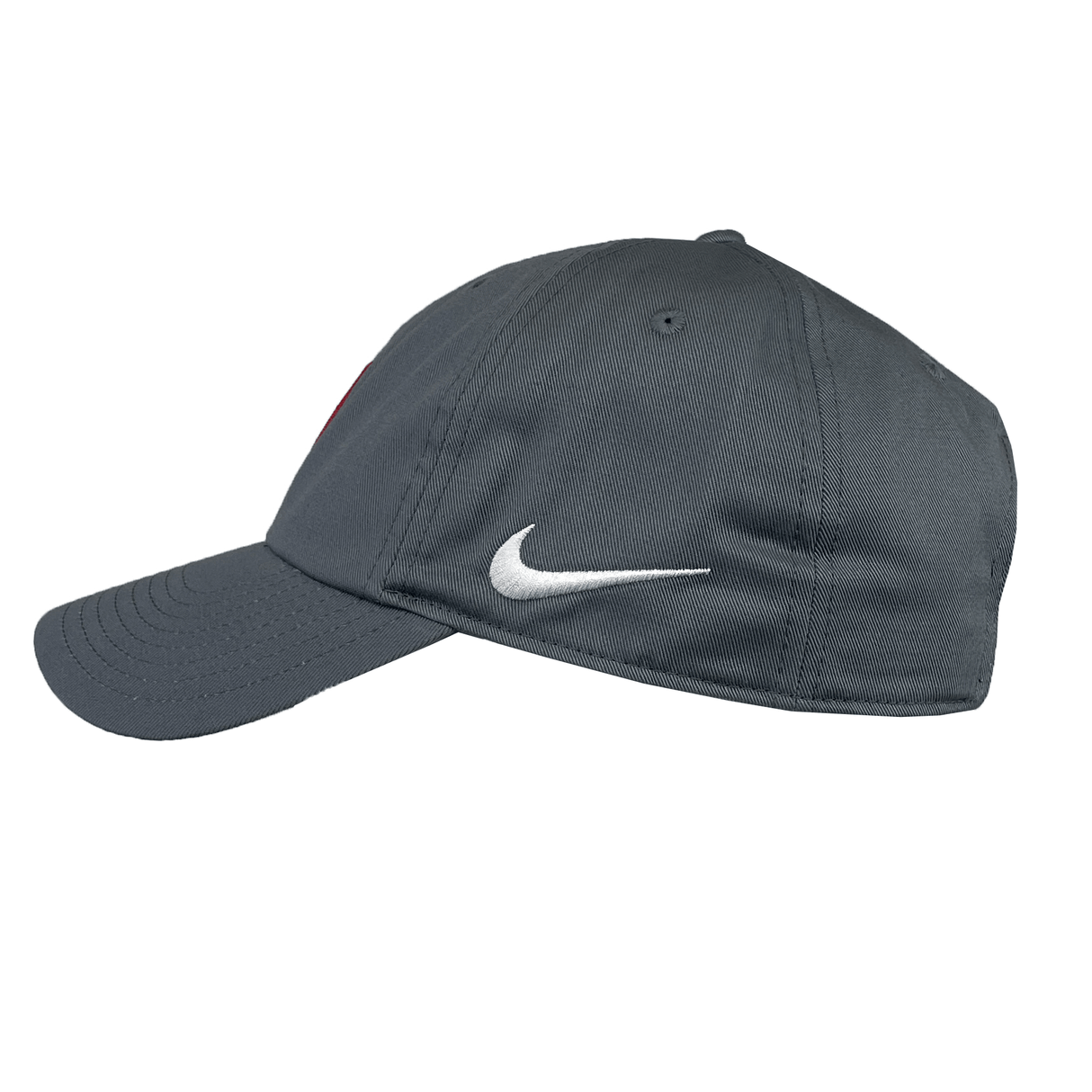 A dark gray RC Toulon Heritage 86 Cap by Nike with a white Nike swoosh logo embroidered on the side, perfect for fans of Rugby Club Toulonnais.