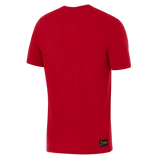 The RC Toulon 25/26 Graphic Text T-Shirt by Nike is a plain red short-sleeve tee viewed from the back, with a small black rectangular label near the lower right hem.