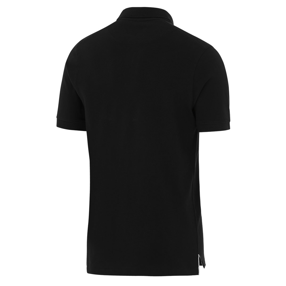 Back view of the RC Toulon 25/26 Pique Polo by Nike, a plain black short-sleeve collared shirt, displayed against a white background.