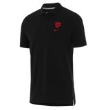 The RC Toulon 25/26 Pique Polo by Nike is a black, short-sleeved polo featuring a red Nike logo and the RC Toulon crest on the left chest.