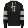 The WRS Augusta Nations of Rugby Tonga Jackson Way Hoodie is a black rugby hoodie with gray sleeve stripes, white drawstrings, and a bold “Tonga Rugby” logo plus a striking panther graphic on the chest.