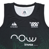 Las Serpientes Mexico Rugby Tank Top by Credo Rugby features a snake logo, "Serpientes" text, Invex Banco sponsor, and Aztec-inspired design—celebrating Mexico’s rugby spirit with bold style.