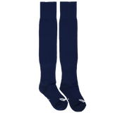 A pair of long, navy blue USA Rugby 23/24 Training Socks by Castore with white logos near the toes, displayed side by side on a plain white background. These Castore socks offer comfort and support for intense workouts.