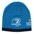 The Leinster 24/25 Beanie by Castore is a blue hat featuring the rugby team's logo, a detail from the Bank of Ireland logo, and a black bottom band—an ideal accessory for Leinster rugby fans.