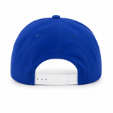 The Leinster Snap Back Cotton Twill Cap 24/25 by Castore features blue cotton twill, a white adjustable snapback closure, and two ventilation eyelets for comfort and style.