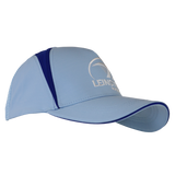The Leinster Club Cap 24/25 by Castore features a light blue design with a dark blue stripe and white "Leinster Rugby" embroidered logo—a must-have accessory for any rugby fan.