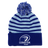 Show your team spirit with the Leinster Club Bobble Beanie 24/25 by Castore. This blue and light blue striped beanie features a pom-pom, embroidered Leinster Rugby logo, and turned-up cuff—perfect for fans.