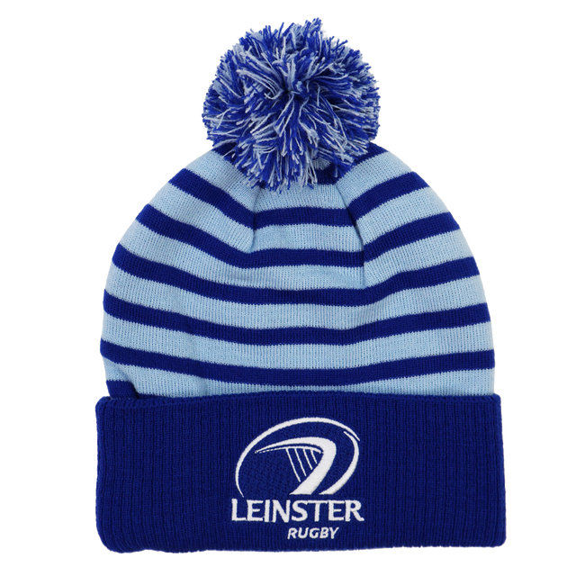 Show your team spirit with the Leinster Club Bobble Beanie 24/25 by Castore. This blue and light blue striped beanie features a pom-pom, embroidered Leinster Rugby logo, and turned-up cuff—perfect for fans.