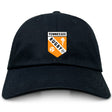 The University of Tennessee Adult Low-Profile Cotton Twill Dad Cap by EMB S&S Activewear is black with an embroidered orange, black, and white “Tennessee Rugby Est. 1970” patch on the front.