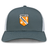 The EMB S&S Activewear University of Tennessee Retro Trucker Cap features a gray and white design, a front Tennessee Rugby logo patch, and an adjustable snapback closure.