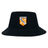 The EMB S&S Activewear University of Tennessee Crusher Bucket Cap is a black cotton twill hat with an orange, white, and black Tennessee Rugby crest—ideal as a custom-made cap for fans and players.