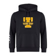 The Tacoma Tsunami Rugby Club Hoodie by WRS Canterbury features a black design with a large yellow "T" and "Tacoma Rugby" on the chest, plus a white stripe on the left sleeve—a classic rugby hoodie for fans and players.
