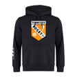 The University of Tennessee Club Hoodie by WRS Canterbury features a black design with a large "Tennessee Rugby" orange and white crest, rugby player graphic, and "Est. 1970" on the front.