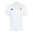 The EMB Canterbury Tacoma Tsunami Rugby Club Dry Polo is a white, short-sleeve collared shirt with breathable fabric, featuring a black Canterbury logo on the right chest and a gold "T" logo on the left.