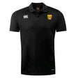 The Tacoma Tsunami Rugby Club Dry Polo by EMB Canterbury is a black, short-sleeve collared shirt with breathable Vapodri Technology, a small white Canterbury logo, and a yellow "T" Tennessee Tech logo on the chest.