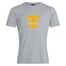 The Tacoma Tsunami Rugby Club Plain Tee by WRS Canterbury is a gray cotton blend short-sleeve t-shirt with a large yellow "T" and "TACOMA RUGBY" printed on the chest, combining comfort with sporty style.