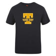 The Tacoma Tsunami Rugby Club Plain Tee by WRS Canterbury is a black cotton-blend shirt with a large yellow "T" and "Tacoma Rugby" in yellow text on the chest.