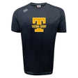 The Tacoma Tsunami Rugby Tempo Vapodri T-Shirt by WRS Canterbury features a black short-sleeve design, gold "T" and "TACOMA RUGBY" front text, moisture-wicking fabric, and the Canterbury logo on the right shoulder.