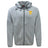 The Tacoma Tsunami Rugby Tempo Vapodri Full-Zip Hoodie by EMB Canterbury is a light gray hoodie with a hood, drawstrings, side pockets, long sleeves, black and yellow embroidered logos, and moisture-wicking fabric for comfort.
