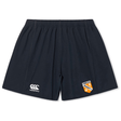 The University of Tennessee Yokohama Short by EMB Canterbury features lightweight, durable black fabric, an elastic waistband, a white Canterbury logo on the left leg, and a Tennessee Rugby badge on the right.