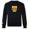 The Tacoma Tsunami Rugby Club Crew Sweatshirt by WRS Canterbury features a large yellow "T" and "Tacoma Rugby" text on black, an ultra soft feel, and a small embroidered CCC logo on the left sleeve.