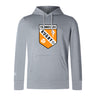 The University of Tennessee Club Lightweight Hoodie by WRS Canterbury features a light gray design, front “Tennessee Rugby” crest in black, white, and orange, "Est. 1970," two stars, and kangaroo pocket—perfect for any Club fan.