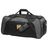 The EMB Canterbury University of Tennessee Holdall Duffle Bag features black and gray colors, handles, shoulder strap, and a "Tennessee Rugby" patch—ideal for organizing rugby gear.