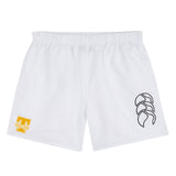 The Tacoma Tsunami Rugby Tactic Short by EMB Canterbury features a yellow "Tactical Rugby" logo on the left leg and a black graphic on the right—perfect for gym training or as stylish Canterbury shorts.