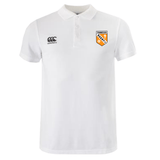 The University of Tennessee Waimak Polo by EMB Canterbury is a white short-sleeve men’s rugby shirt with a "Canterbury" logo on the right chest and "Tennessee Rugby" badge on the left.