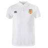 The University of Tennessee Waimak Polo by EMB Canterbury is a white short-sleeve men’s rugby shirt with a "Canterbury" logo on the right chest and "Tennessee Rugby" badge on the left.