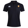 Black University of Tennessee Waimak Polo by EMB Canterbury with short sleeves, Canterbury logo on the right chest, and a "CENTAURS RUGBY" shield badge on the left. Classic rugby shirt style inspired by the Waimak Rugby Polo.