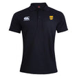 The EMB Canterbury Tacoma Tsunami Rugby Waimak Polo is a black short-sleeve men's polo with a collar, featuring a white Canterbury logo and yellow "T High Lions" crest—combining classic style and comfort for rugby fans.