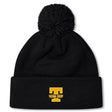 Stay warm in the Tacoma Tsunami Rugby Pom Pom Beanie by EMB Canterbury. This black knit, fleece-lined beanie features a pom-pom, a bold yellow "T," and "TACOMA RUGBY" embroidered on the brim—ideal for dedicated rugby fans.