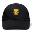 The EMB Canterbury Tacoma Tsunami Rugby Flexfit Drill Cap features a black design with a gold "T" and "TACOMA RUGBY" embroidered on the front.