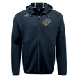 Navy blue full-zip Boston RFC Tempo Vapodri hoodie by EMB Canterbury with "Boston" patch on the left chest, featuring a hood and split kangaroo pockets, displayed on a white background.