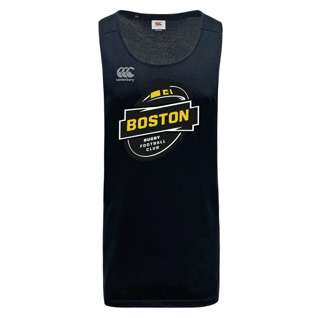 Black Boston RFC Tempo VapoDri Singlet with WRS Canterbury logo on the chest, made from recycled polyester.