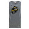 The Boston RFC Tempo Vapodri Singlet by WRS Canterbury showcases the "Boston Rugby Football Club" logo boldly in black and yellow on its gray, sleeveless design. Crafted from recycled polyester with VapoDri technology, it offers exceptional comfort and performance, finished with iconic Canterbury branding for a genuine touch.