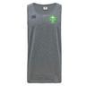 The Holy Trinity Rugby Canterbury Tempo Vapodri Singlet from WRS Canterbury is a grey tank top that features a green logo, perfect for those who seek quick-drying and moisture-wicking properties.
