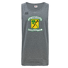 The Blackthorn RFC Tempo Vapodri Singlet by WRS Canterbury is a gray sleeveless top that proudly displays the Blackthorn Football Rugby Club logo, featuring a yellow shield, green clover, and crossed blackthorn sticks. Crafted from recycled polyester with VapoDri technology, it ensures both comfort and style whether you're on the field or off.