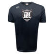 Troy University Rugby Tempo Vapodri T-Shirt by WRS Canterbury with a crest design on the chest featuring geometric symbols and stylized illustrations in white and gray.