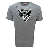 Gray sports tee with "Chicago Valkyries Tempo Vapodri T-Shirt" printed above a green and black eagle emblem, displayed on a plain background by WRS Canterbury.