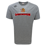 A WRS Canterbury grey t-shirt with the word Raleigh Rattlesnakes Rugby Tempo Training Tee by Canterbury on it.