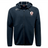 The West Potomac RFC Tempo Vapodri Full-Zip Hoodie by EMB Canterbury is a navy blue hoodie with a hood, drawstrings, and white printed logos. Moisture-wicking fabric keeps you comfortable and stylish during any activity.