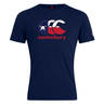 Show your rugby pride in the Canterbury Texas CCC Flag Club T-shirt by WRS Canterbury, featuring a navy blue design with the iconic logo in red, white, and blue plus "canterbury" printed below.