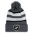 A grey and white striped Sharks Crest Hooped Pom-Pom Beanie by EMB Augusta.