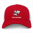 The Sharks Retro Trucker Cap by EMB S&S Activewear features a cartoon shark over "THE SHARKS" on the front, red and white panels, an adjustable snapback closure, and is made to order for a custom fit.