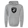 A grey WRS Augusta 60/40 pullover hoodie with The Sharks Crest representing South Africa rugby in black and white.