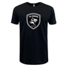 A lightweight black Sharks Crest Supersoft T-Shirt with a white Sharks crest, perfect for South Africa rugby fans. (Brand: WRS LAT)